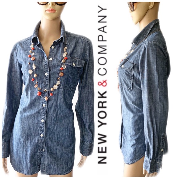 ❤️ New York & Company Blue Shirt Size S - Picture 7 of 7